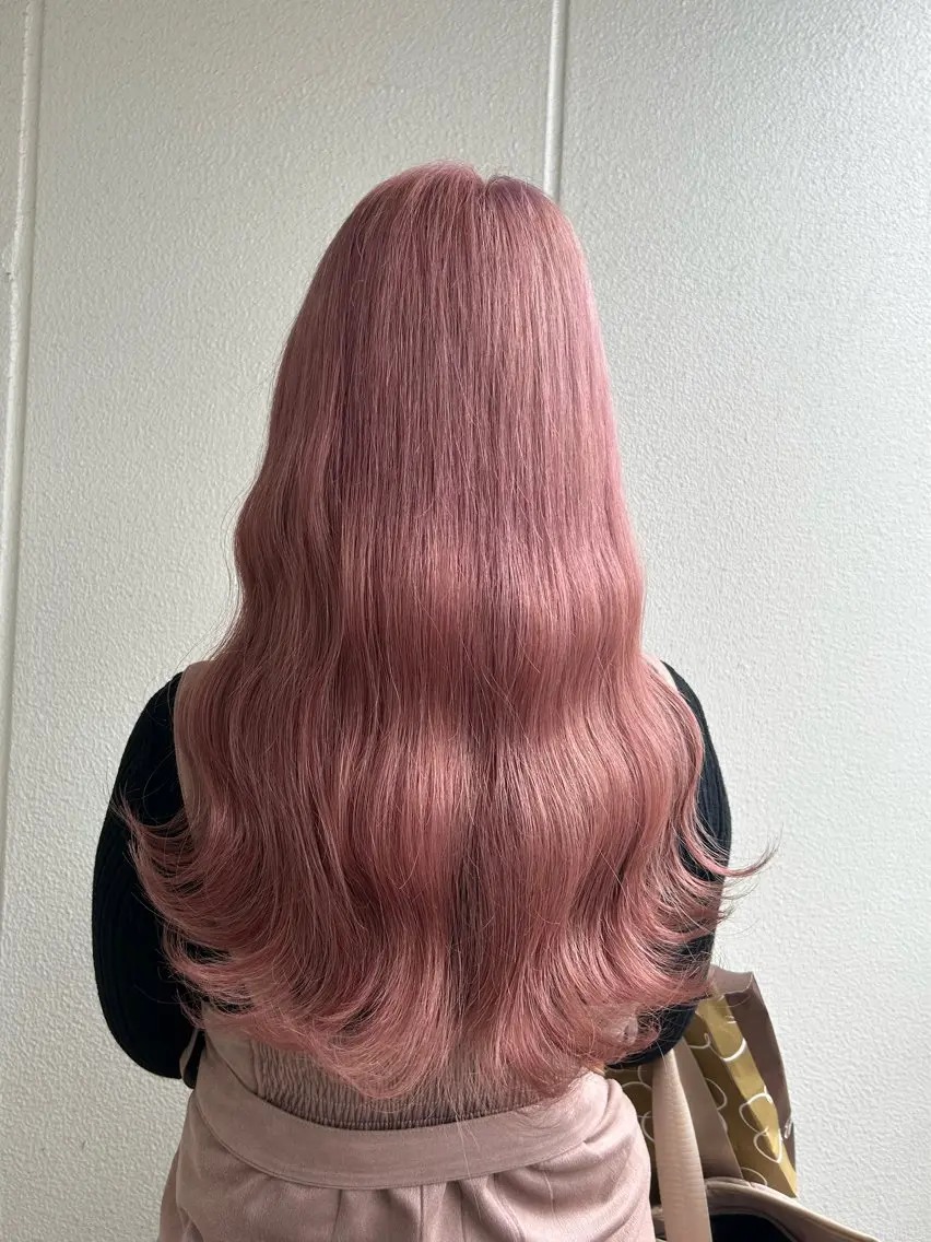 ロング カラー ヘアアレンジ ベージュカラー ピンクカラー ピンクベージュ 《暖色/韓国hair 》🇰🇷桑原ユキネのヘアスタイル