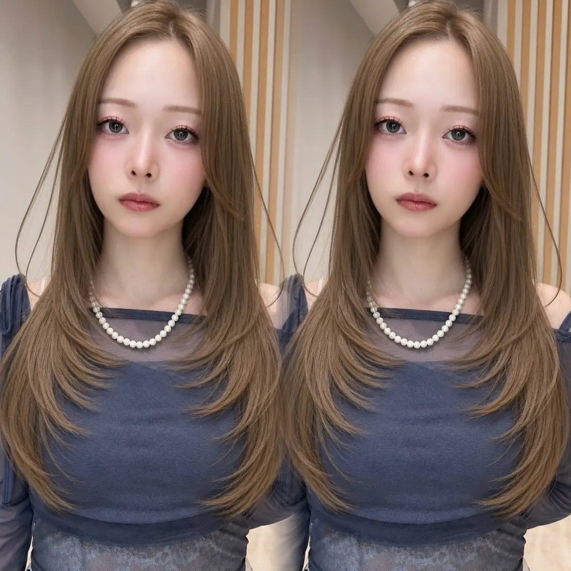 ロング カラー カット ヘアカラー トリートメント 興津/レイヤー/韓国 ハイトーン/美髪縮毛のヘアスタイル