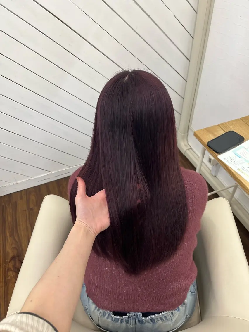 ロング カラー ダブルカラー ピンクカラー レッドカラー カット ヘアカラー トリートメント YUIMARL 倉敷店🌸SAEのヘアスタイル
