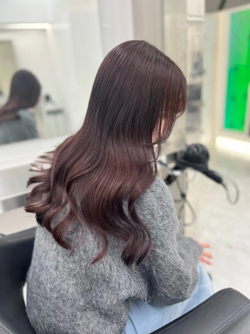 ロング カット ヘアカラー トリートメント ヘアセット 💗韓国暖色ヘア NO.1💗🪽のヘアスタイル