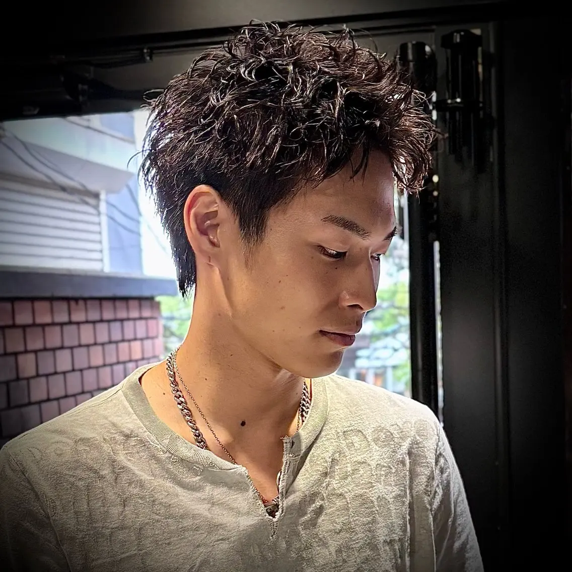 ショート パーマ メンズ カット パーマ ヘアセット スパイキーショート 心斎橋【戸兵吏駒】のヘアスタイル