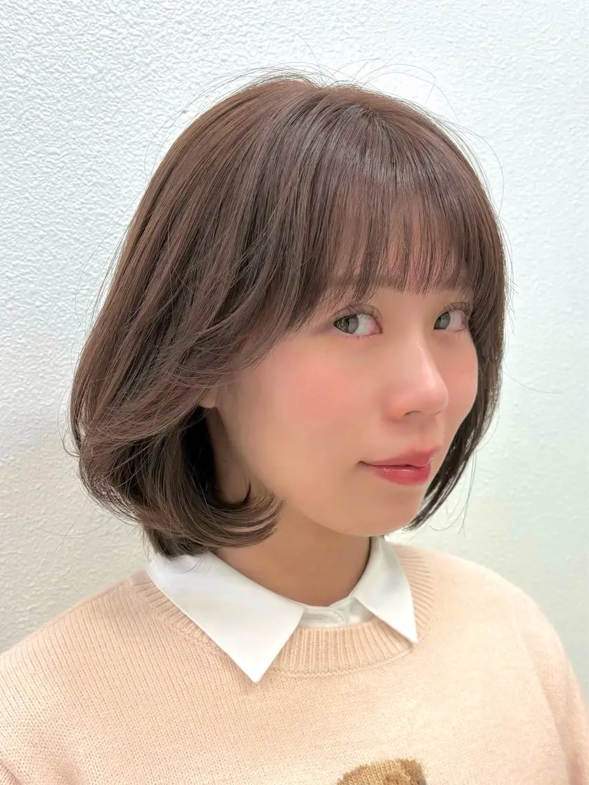 ショート カラー ボブレイヤー ベージュカラー ボブ レイヤーカット カット ヘアカラー トリートメント ヘアセット ♡レイヤーボブ パーマ/うらら♡のヘアスタイル