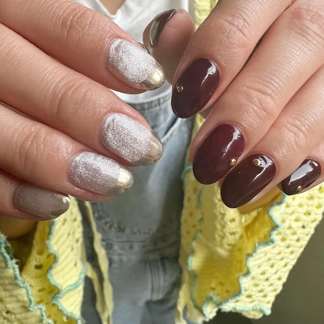 ネイル ボルドー クリアネイル フレンチネイル 氷ネイル・うるうるネイル キラキラネイル 🪞KAPE NAIL 🪞のネイルデザイン