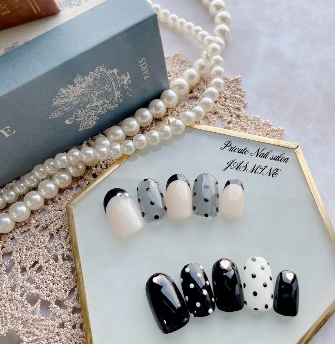 ネイル ドット フレンチネイル ハンドネイル Nail salon JASMINEのネイルデザイン