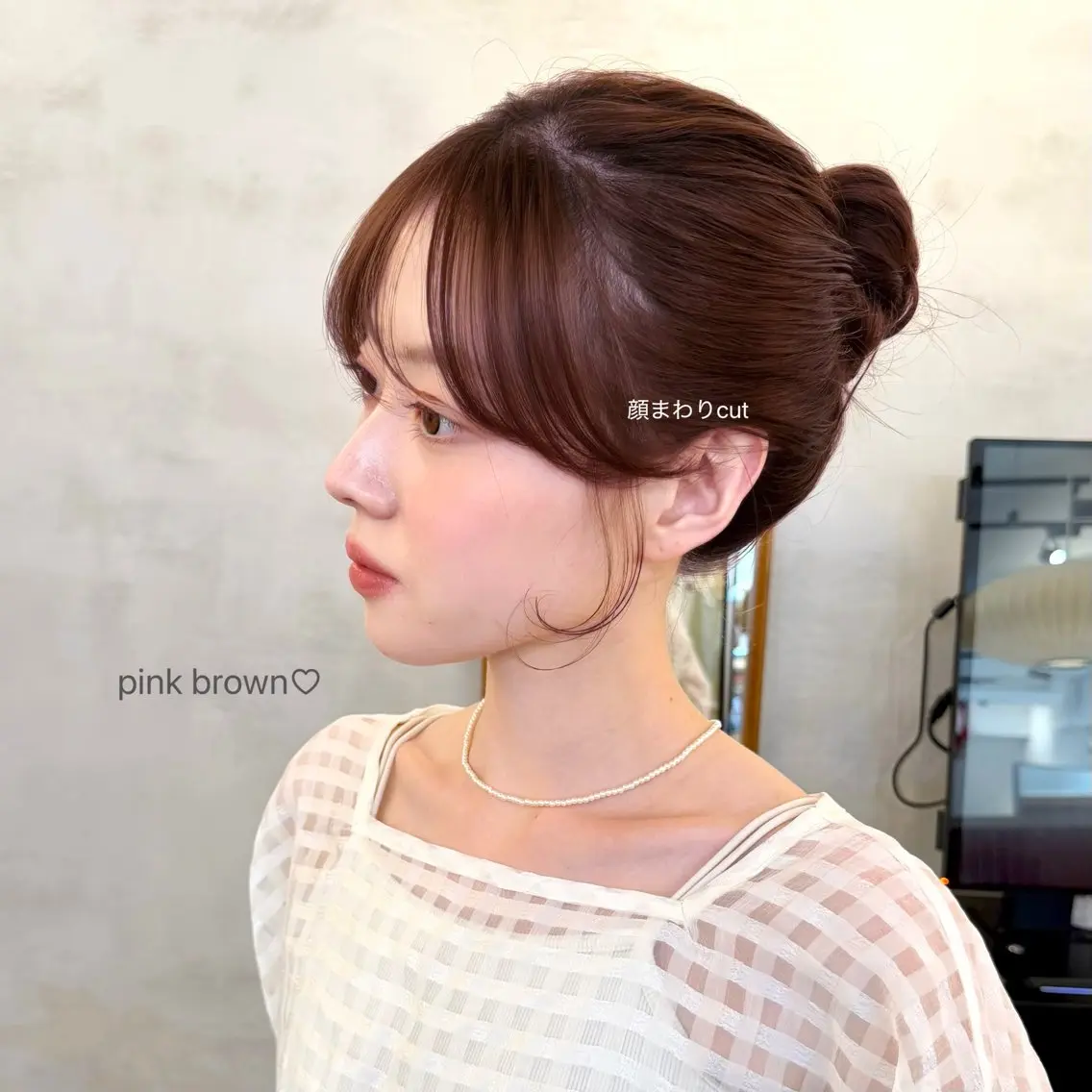 セミロング カラー ブラウンカラー ピンクカラー ピンクブラウン 顔周りカット カット ヘアカラー 暖色/柔らかベージュ 🐈ayano♡のヘアスタイル