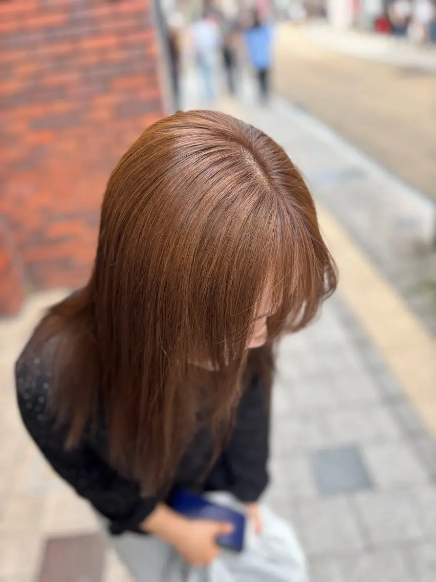 ロング ヘアカラー 透明感グレージュ/ 縮毛矯正/静岡のヘアスタイル