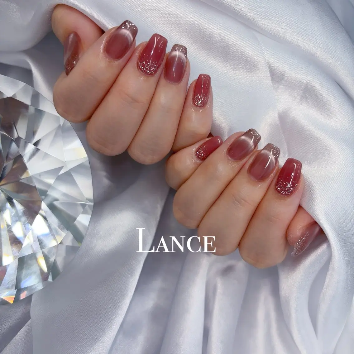 ネイル オーロラネイル フットネイル フレンチネイル ガラスフレンチ 氷ネイル・うるうるネイル ハンドネイル Lance nailのネイルデザイン