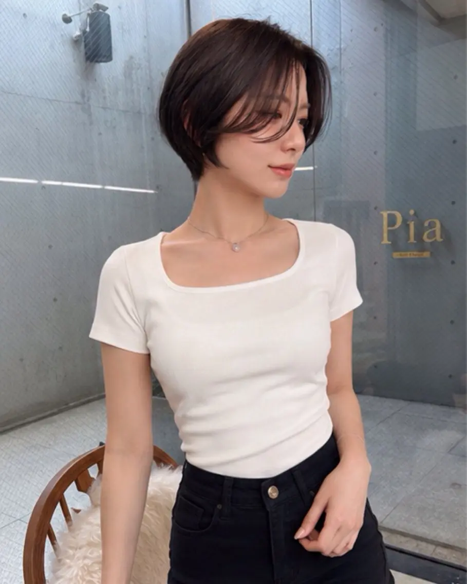 ショート 丸みショート くびれヘア 似合わせカット ショートヘア 小顔カット カット pia 薬院のヘアスタイル