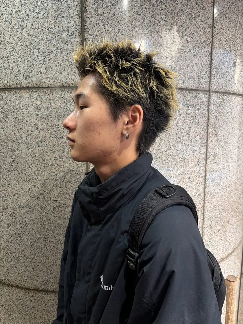 メンズ カット スパイキーパーマ 柏NO1 藤本葉のヘアスタイル