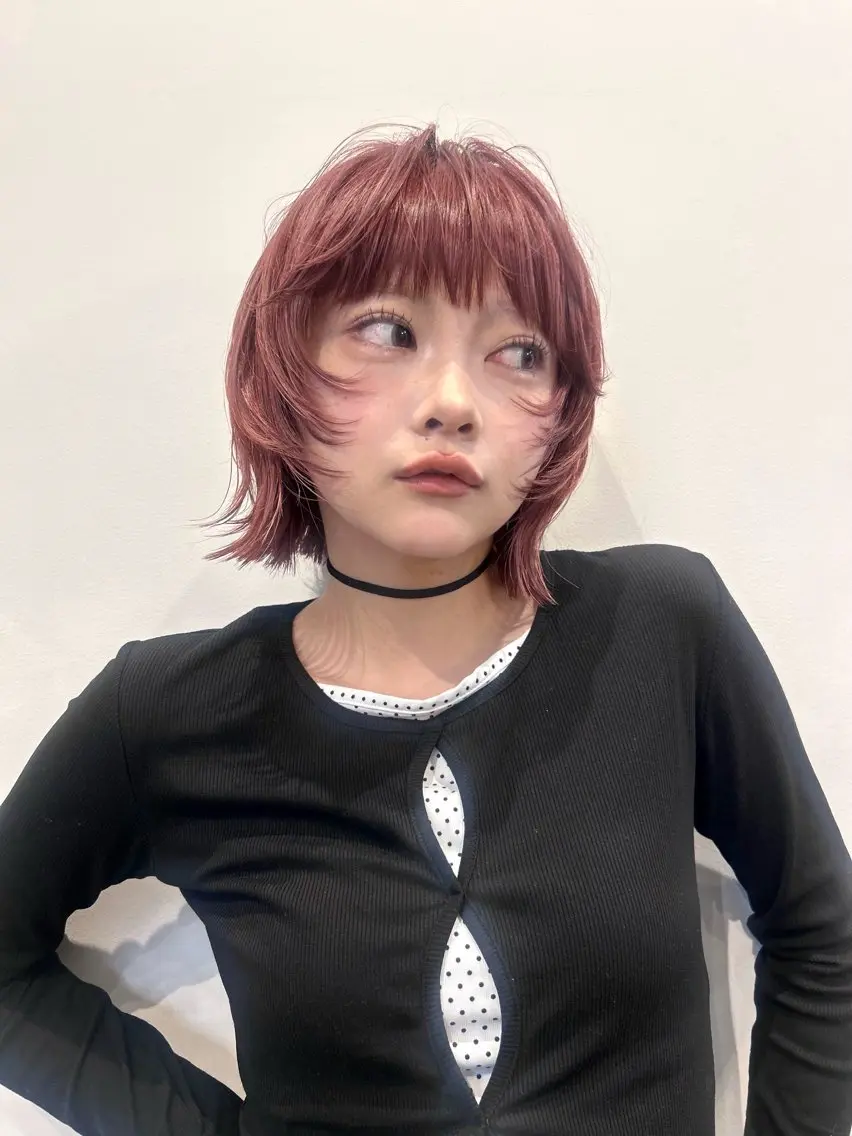 ミディアム カラー ボブレイヤー ボブ レイヤーカット レイヤーカット♡ のぐちまおのヘアスタイル