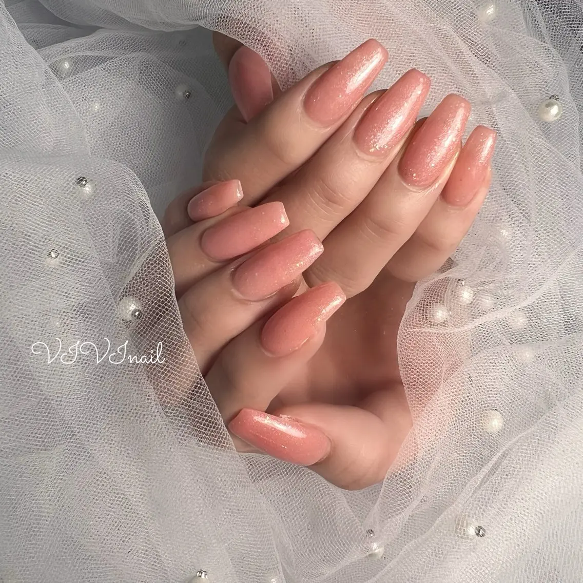 ネイル ラメ(グリッター) ピンク ハンドネイル vivi nailのネイルデザイン