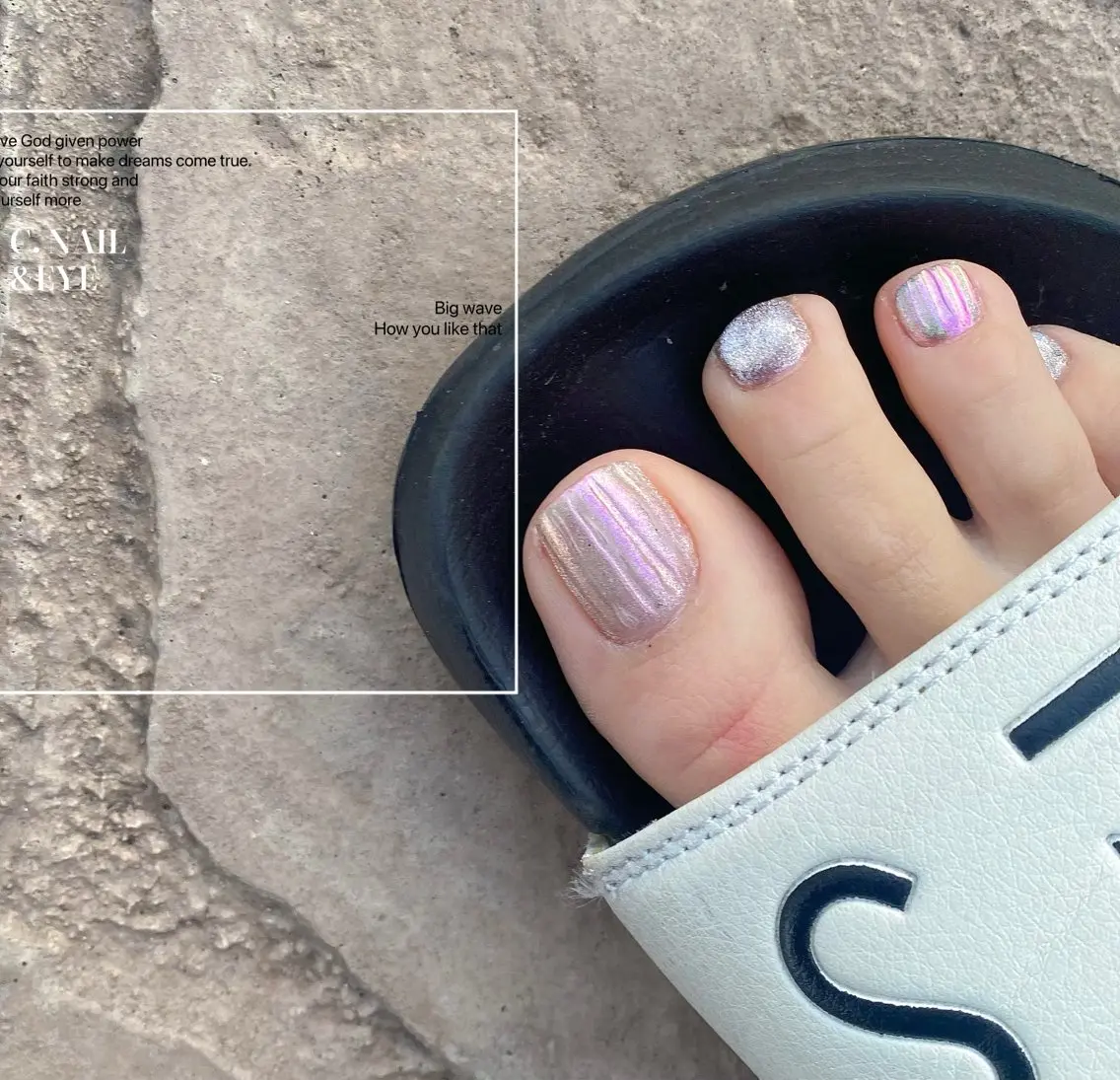 ネイル 入学式 フラッシュネイル フットネイル 卒業式 氷ネイル・うるうるネイル フットネイル C.Nail &Eyeのネイルデザイン