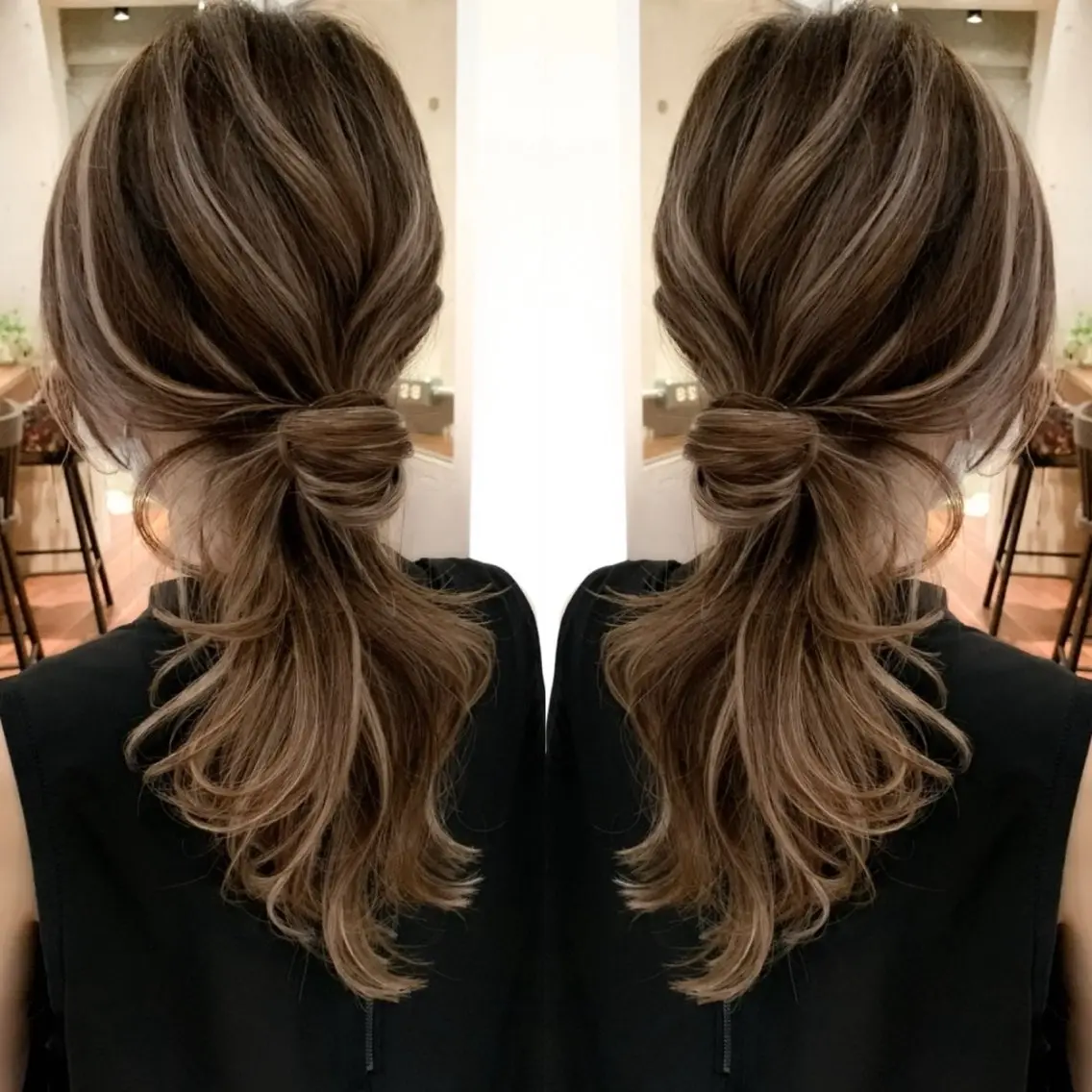 ロング カラー ハイライトカラー ハイライト 小顔ボブ jilblanカホのヘアスタイル