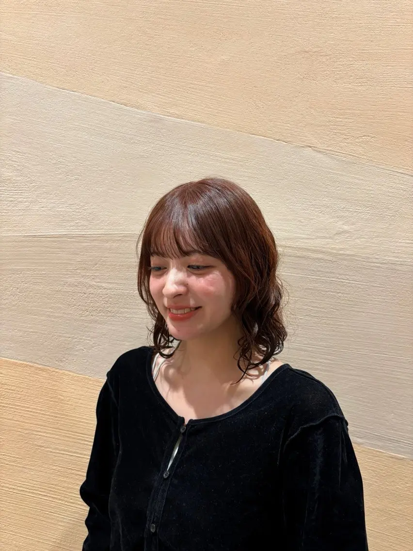 カラー ブラウンカラー オレンジ オレンジブラウン ヘアカラー 遠藤 汐音のヘアスタイル