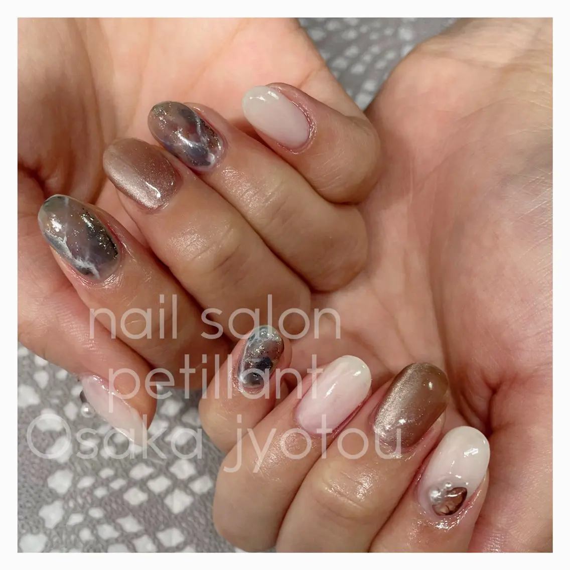 ネイル アートネイル ブラウン nail salon petillantのネイルデザイン