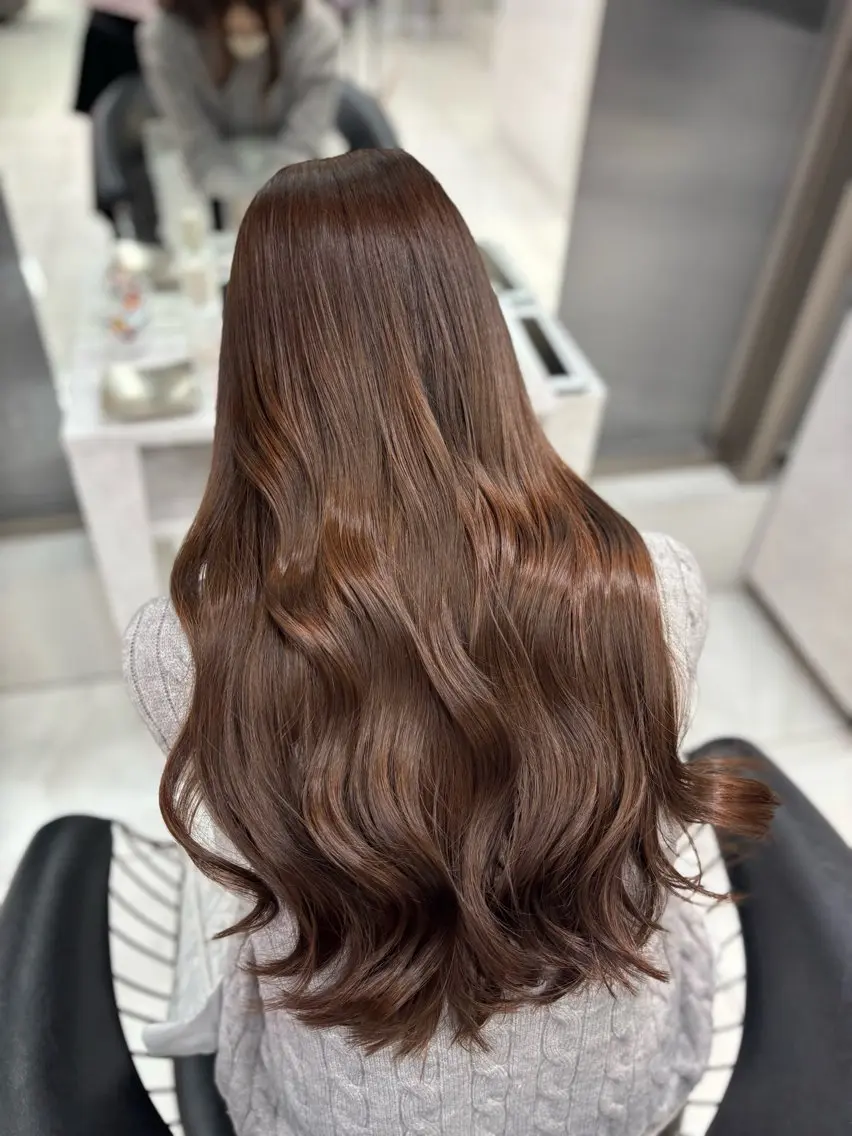ロング カラー カット ヘアカラー トリートメント Sakuraෆ˚* 透け感ベージュ🥨のヘアスタイル