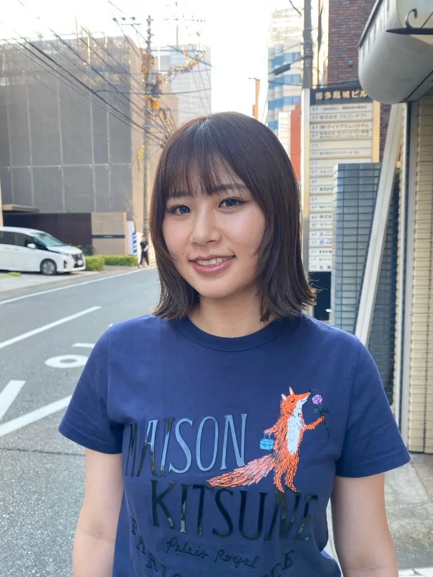 ミディアム カラー ボブ 顔周りカット カット ヘアカラー ソノダ リコのヘアスタイル