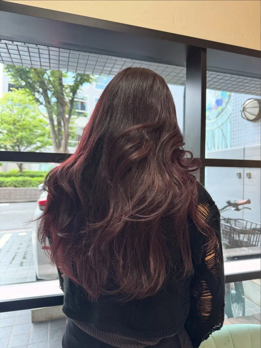 ロング カラー カット ヘアカラー トリートメント 暖色カラー🤎Red Neo meiのヘアスタイル