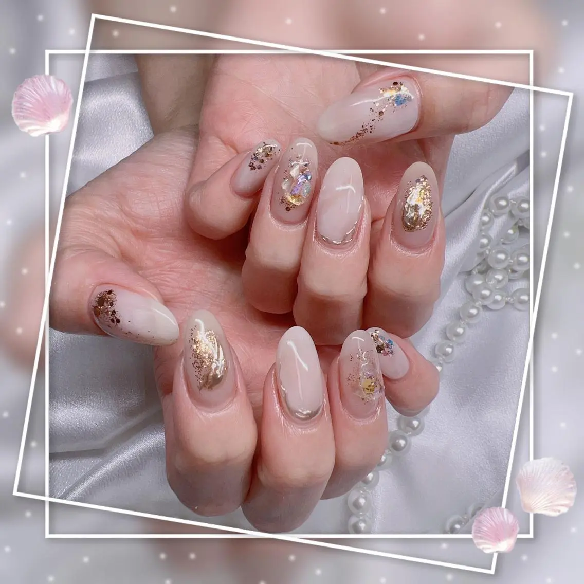 ネイル フレンチネイル キラキラネイル 韓国ネイル マグネットネイル マグネットフレンチ ハンドネイル ハンドケア Chill Nailsalonのネイルデザイン
