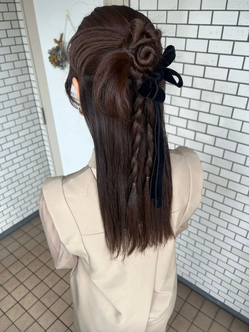 ヘアアレンジ ハーフアップ ヘアセット 大人可愛いヘアメイク 💋🧚‍♀️しずかのヘアスタイル