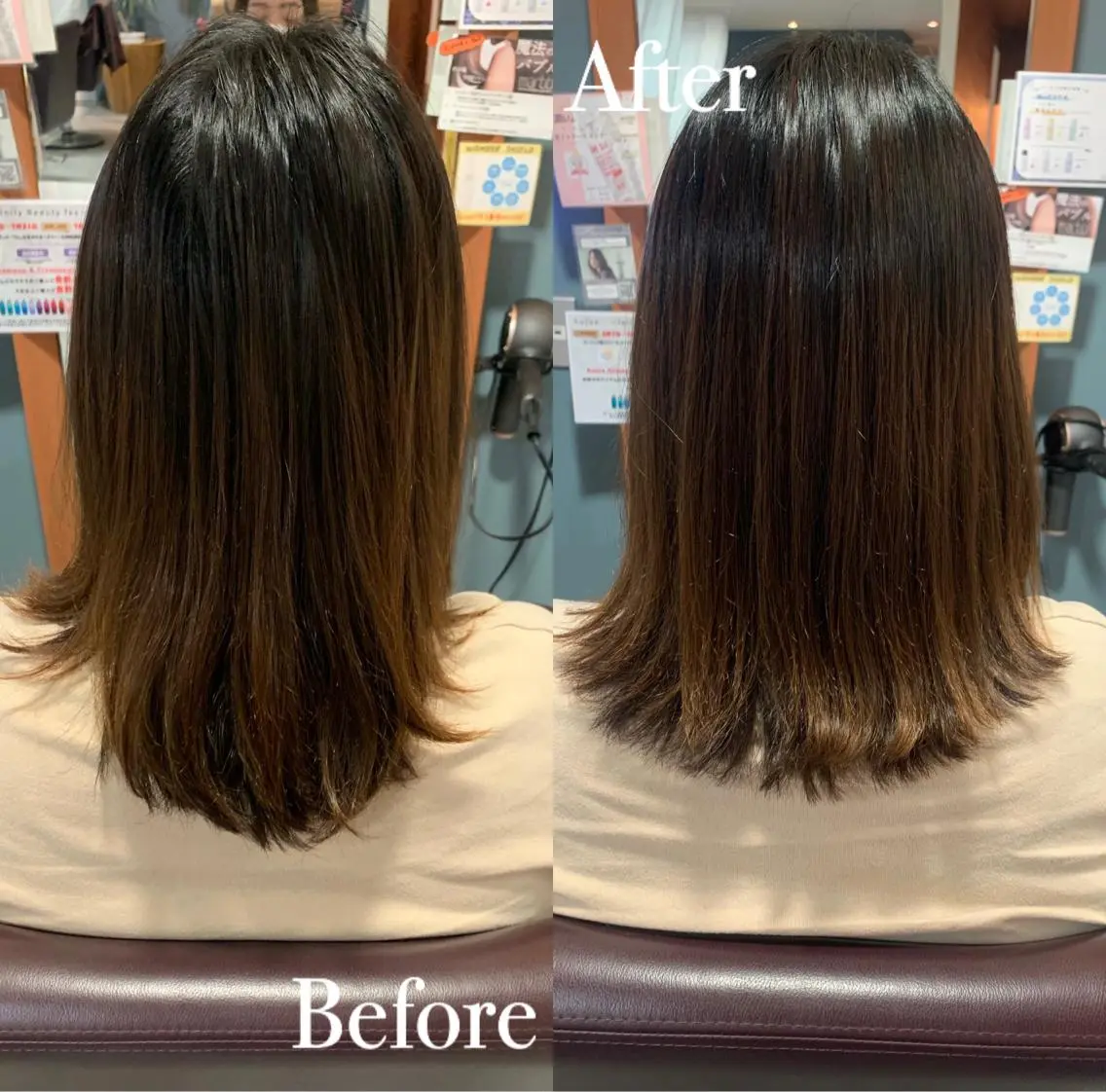 ミディアム 切りっぱなしボブ ボブ 外ハネヘア 傷ませない縮毛矯正／ 吉岡 美江のヘアスタイル