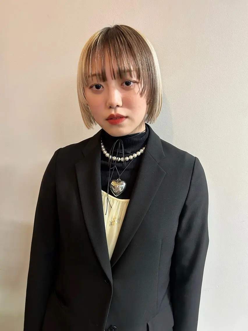 ショート カラー デザインカラー ボブ モデル募集中🥚福岡 kii anju🐄のヘアスタイル