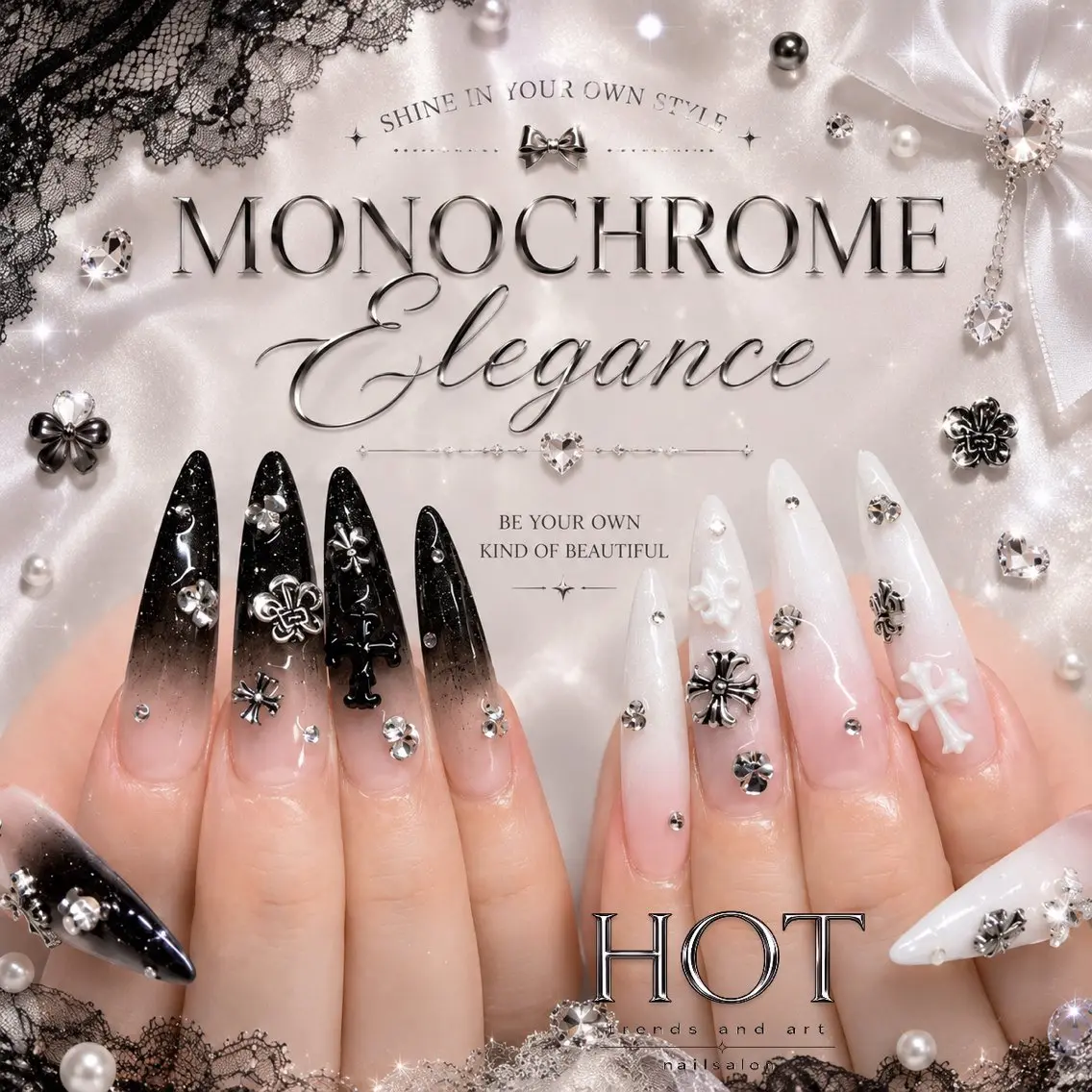 ネイル アートネイル オーロラネイル クリアネイル 長さ出し フレンチネイル ハンドネイル HOT Nail Salonのネイルデザイン