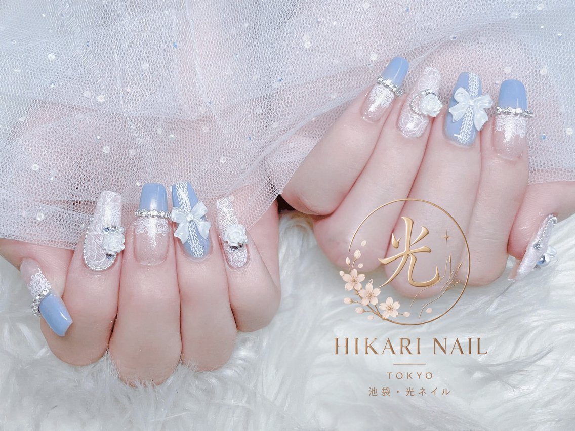 ネイル チークネイル 長さ出し フレンチネイル ガーリー ハロウィン ハンドネイル HikariNail Ikebukuroのネイルデザイン
