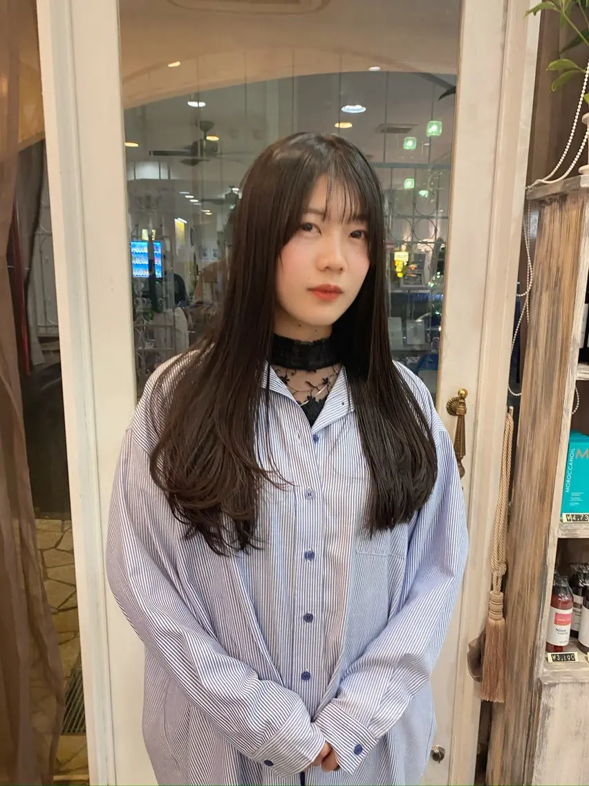 ロング 髪質改善 ヨシンモリ レイヤーカット 縮毛矯正 カット 縮毛矯正 ウルフ/レイヤー /髪質改善 ナユタのヘアスタイル