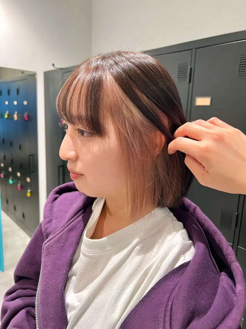 ショート カラー ミストバング ベージュカラー  フェイスフレーミング 🌞レイヤー×カラー 前川那津美🌞のヘアスタイル