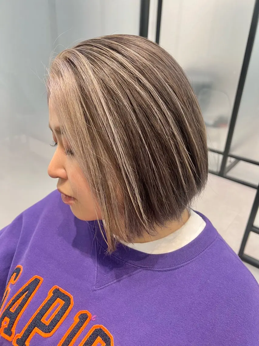 ショート カラー ミストバング フェイスフレーミング ヘアカラー トリートメント 宮永 智香のヘアスタイル