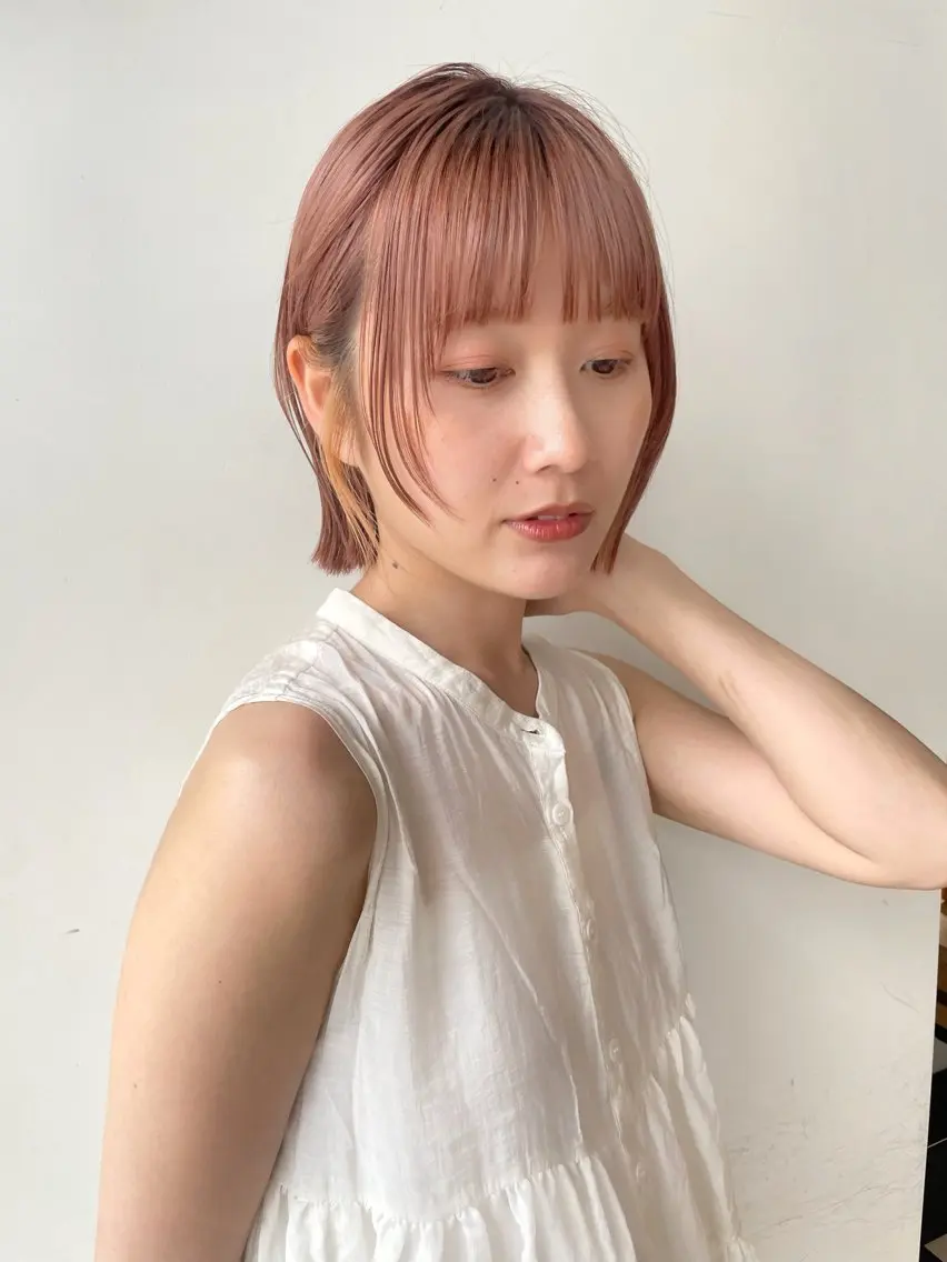 ショート カラー ボブレイヤー ボブ レイヤーカット 顔まわり🥨レイヤー /透明感/水口舞奈のヘアスタイル