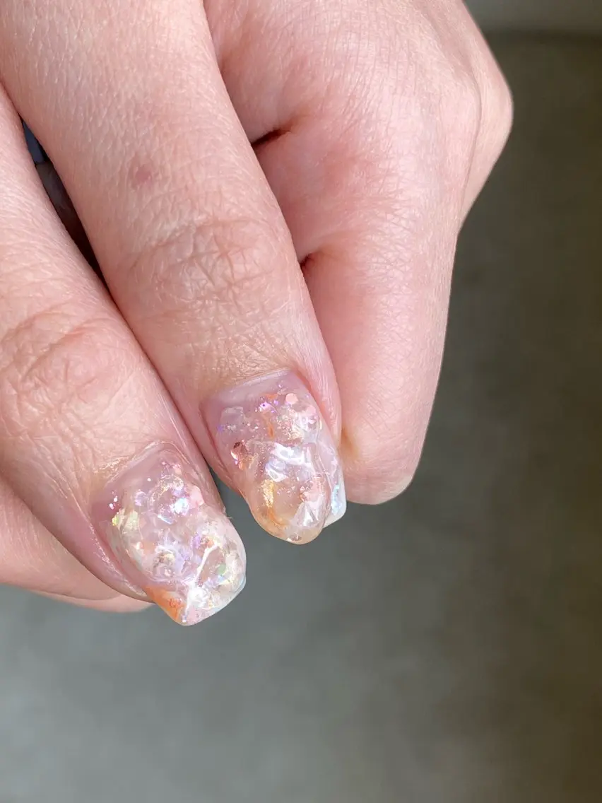 ネイル 成人式 フラッシュネイル フレンチネイル ジェルネイル 卒業式 ハンドネイル 草加ニュアンスネイル 🌚hersのネイルデザイン