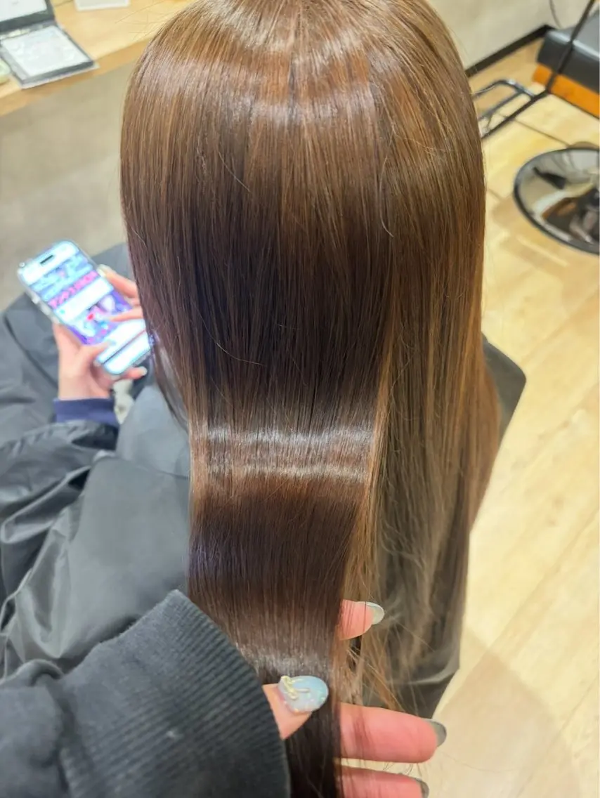 ロング カット 縮毛矯正 トリートメント 🎀Maho🎀ボブ × 髪質改善のヘアスタイル