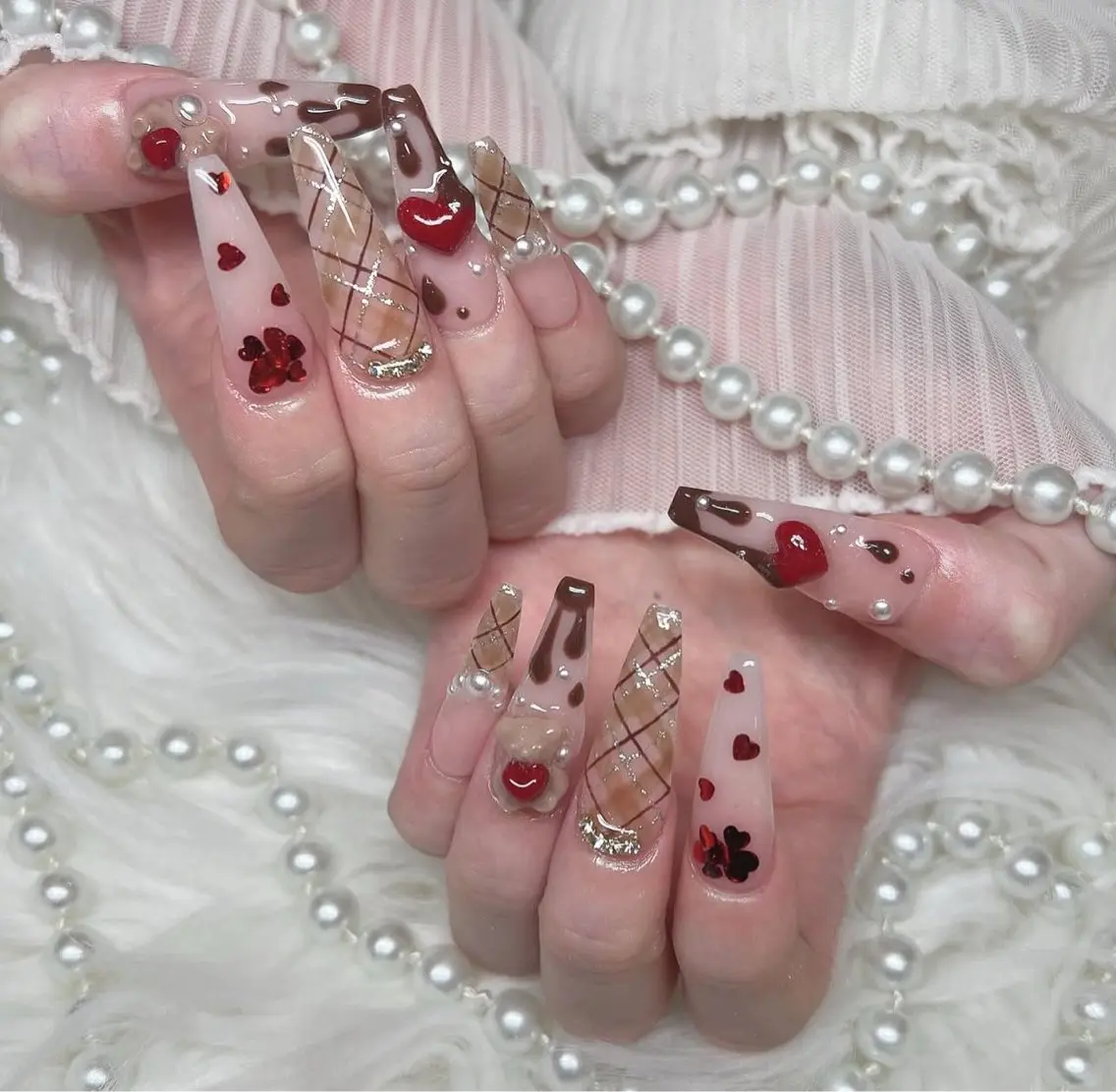 ロング ロング クリスマス ハンドネイル ZUZU AMEE NAILのネイルデザイン