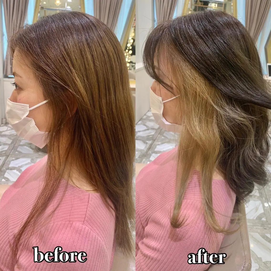 セミロング カラー パーマ ヘアアレンジ メンズ キッズ ネイル マツエク・マツパ アイブロウ カット ヘアカラー トリートメント 《褒められる》 透明感カラー/小嶋のヘアスタイル