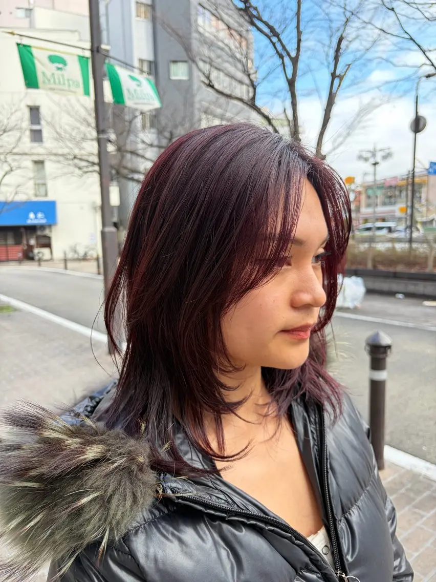ミディアム レイヤーカット 小顔カット レイヤー/透けカラー ✨KANAのヘアスタイル