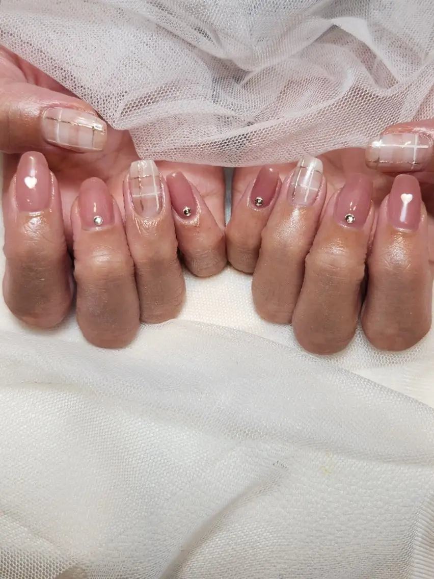 ネイル ジェルネイル ハート オフィスネイル ピンク シンプルネイル Nailroom3 古屋のネイルデザイン
