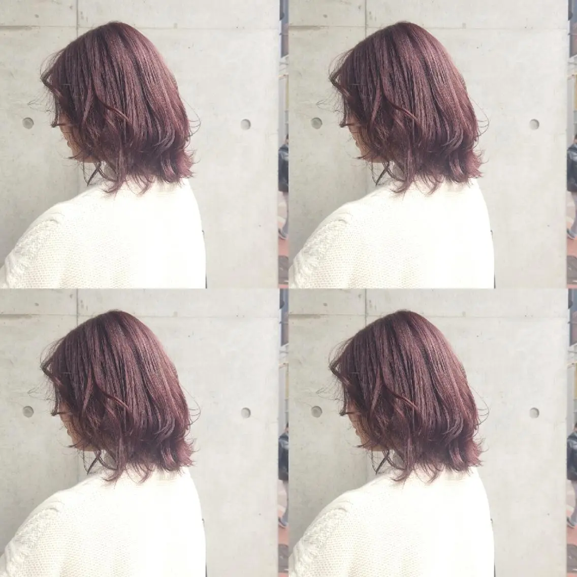 セミロング カラー ヘアアレンジ ピンクカラー バイオレットカラー カット トリートメント 竹内啓太 ボブのヘアスタイル