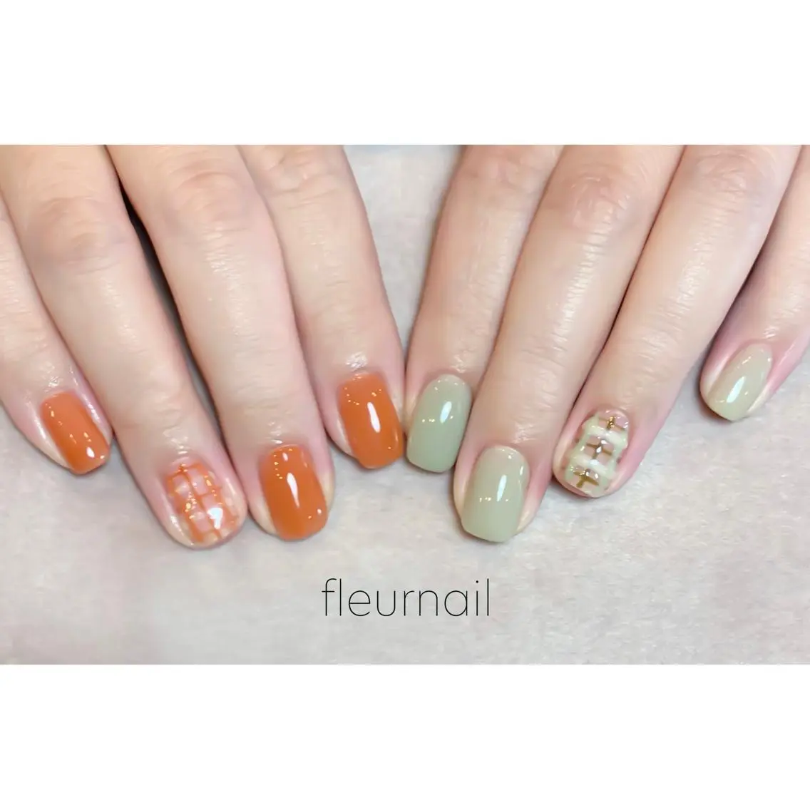 ネイル ブルー 成人式 長さ出し ジェルネイル グリーン ハンドネイル fleurnail miuraのネイルデザイン
