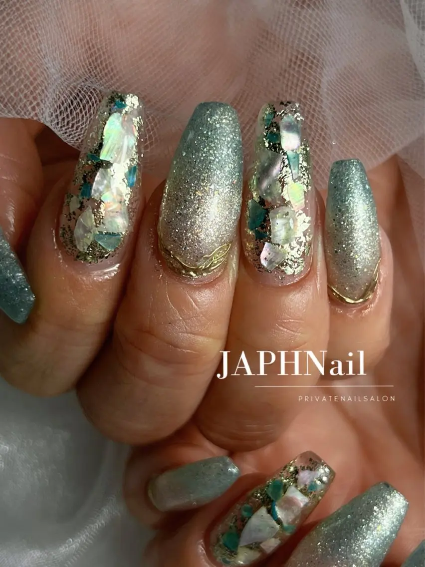 ネイル フラッシュネイル フレンチネイル ロングネイル マグネットネイル 持ち込み NailSalon /JAPHのネイルデザイン