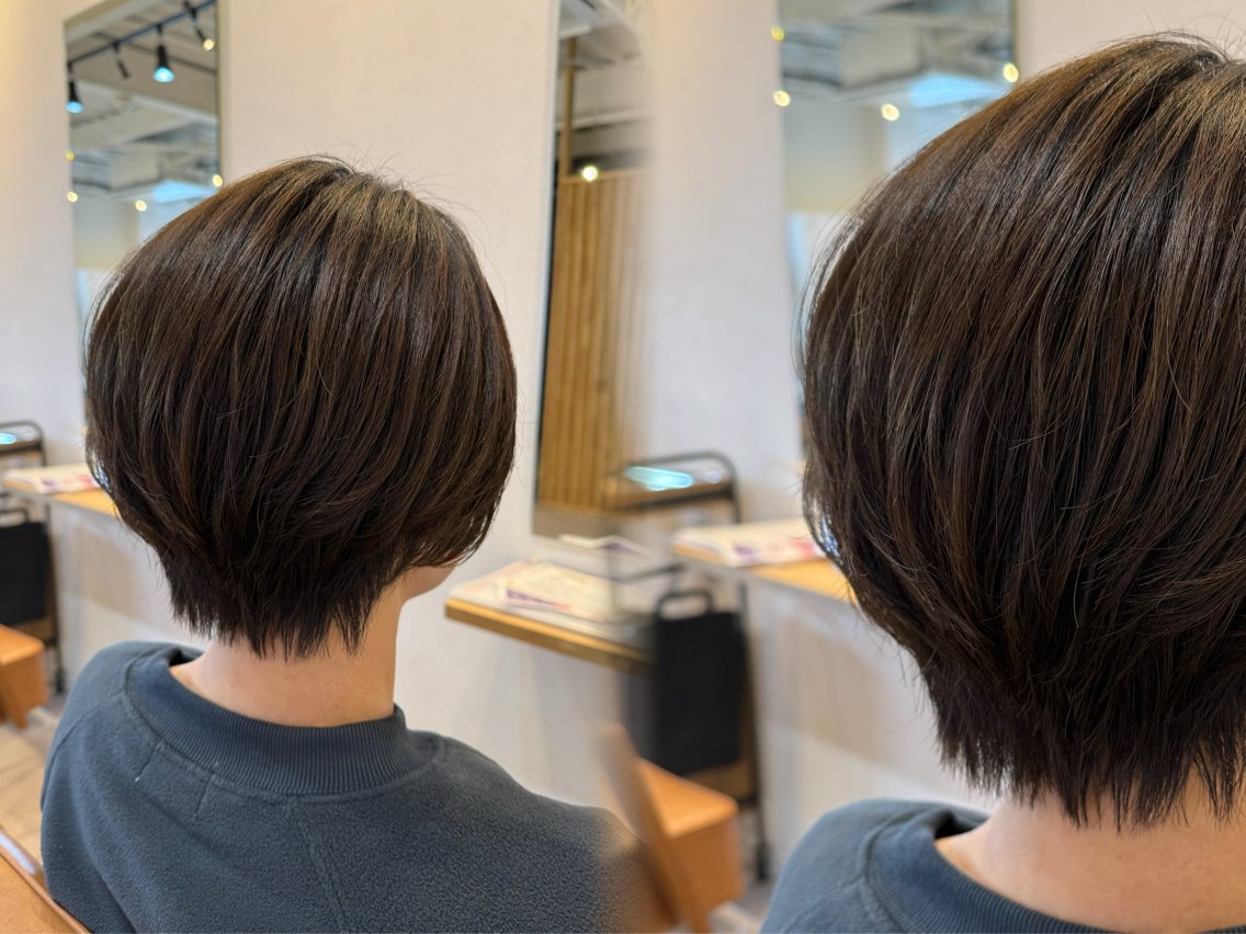 ショート 丸みショート 似合わせカット ショートヘア 小顔カット カット ヘアカラー トリートメント ヘッドスパ IROWどうもん店 /まゆなのヘアスタイル