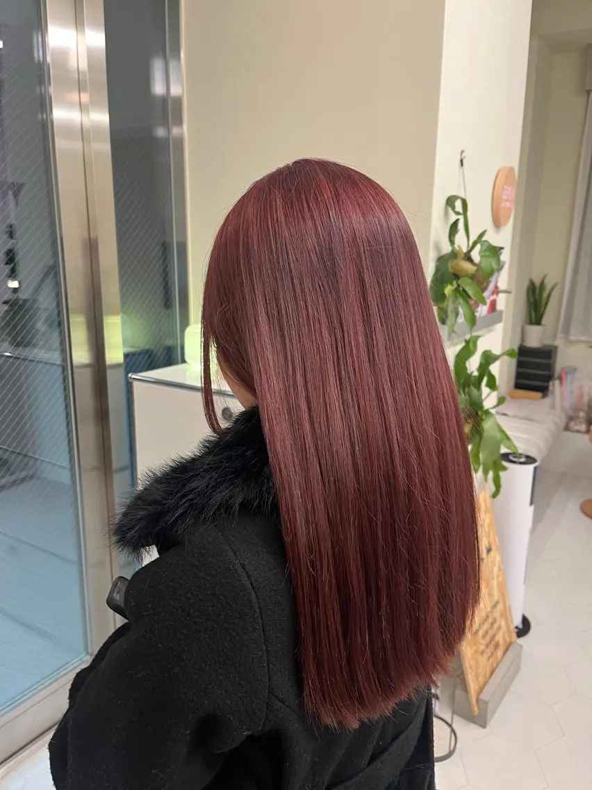 ロング カラー ブリーチ ラベンダーカラー レッドカラー トリートメント 髪質改善/縮毛矯正 艶髪🔥高杉のヘアスタイル