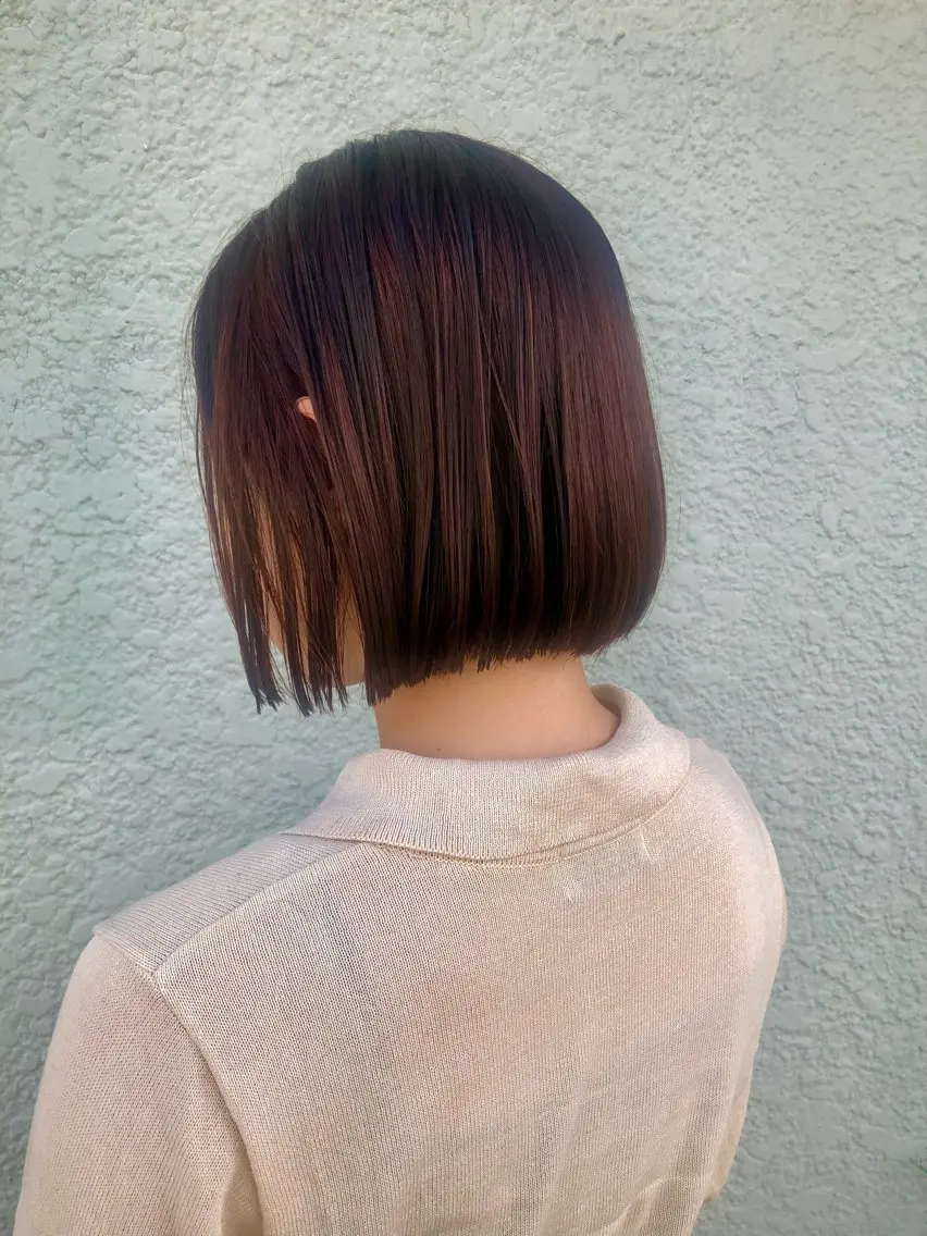 ショート レッドブラウン ボブ Saloクルミ/ パーマモデル☁️のヘアスタイル