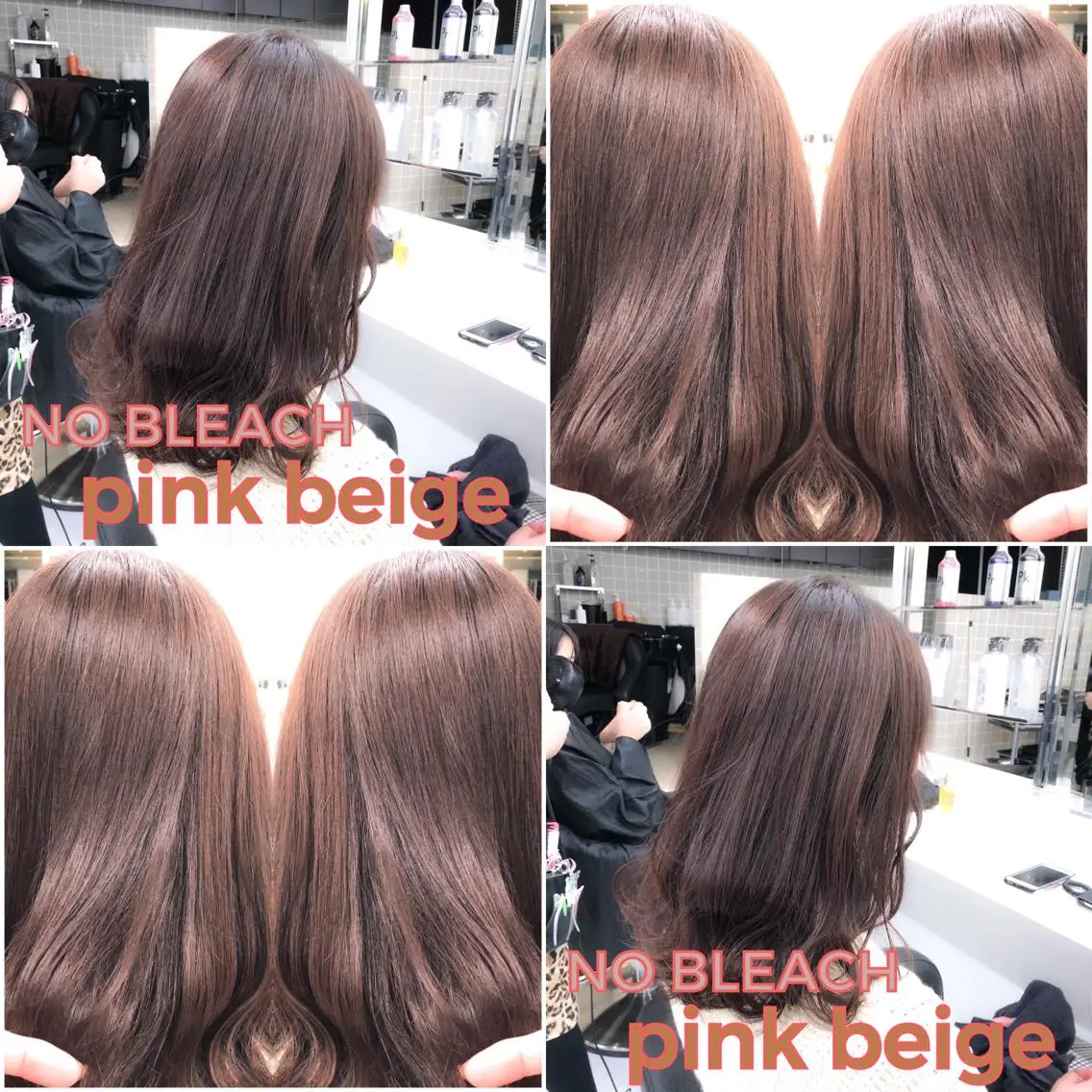 セミロング カラー ベージュカラー ブリーチ ブリーチなしカラー ピンクカラー ピンクベージュ ハイトーン×レイヤー カットTAKUMIのヘアスタイル