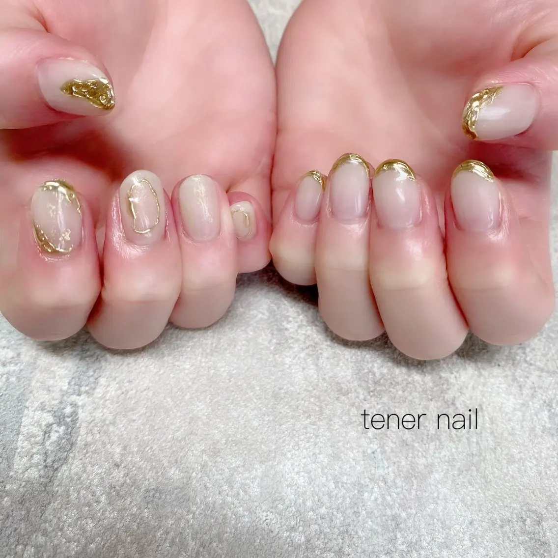 ネイル ゴールド ミラーネイル ホワイト ハンドネイル テネルネイル tener nailのネイルデザイン