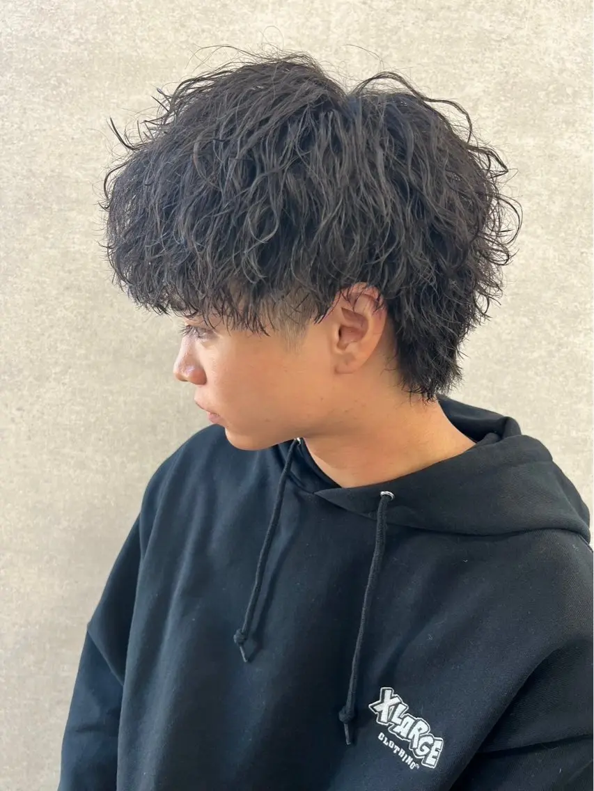 ショート パーマ メンズ *モデル募集🤍横浜 透明感カラー🫧のヘアスタイル