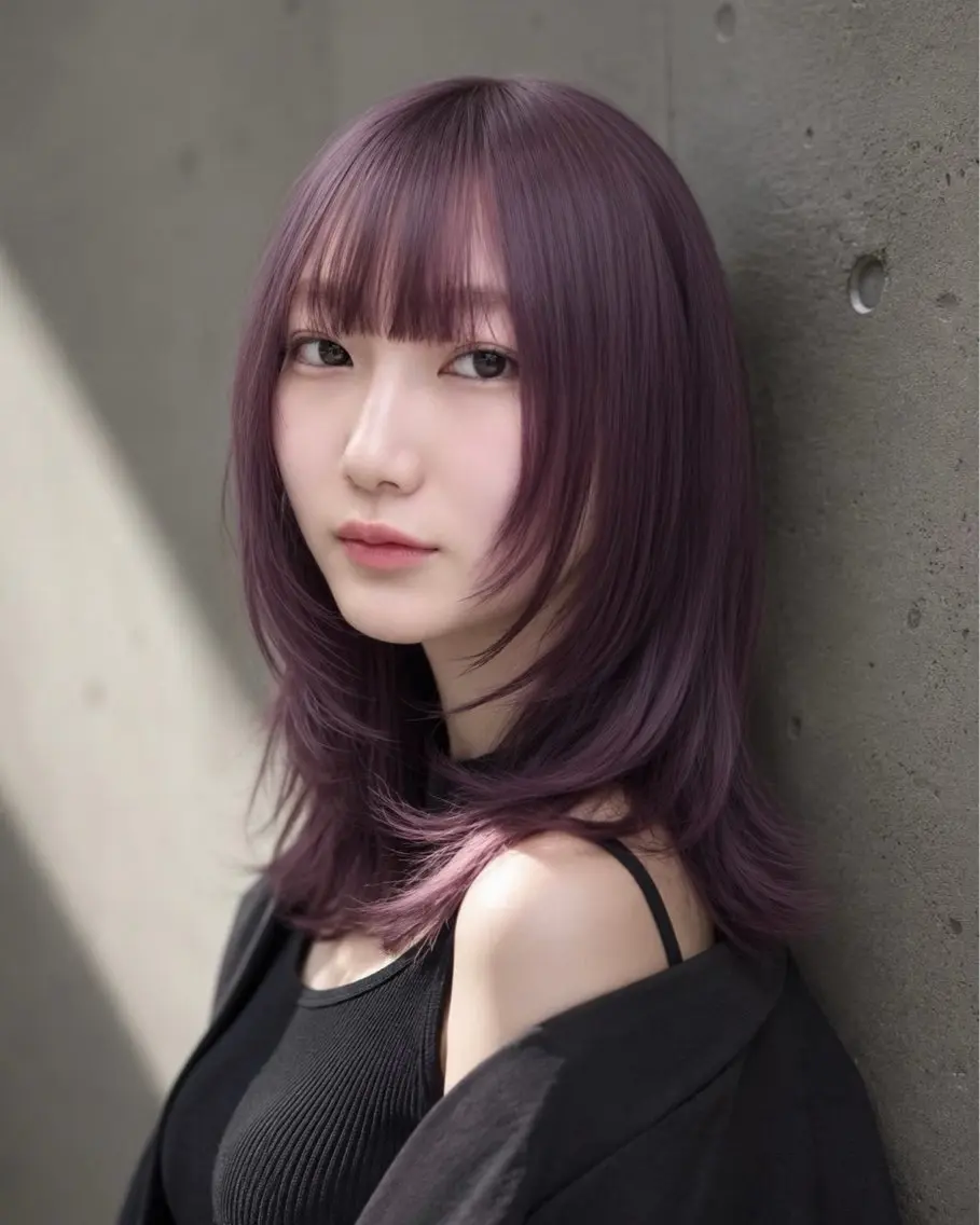 セミロング カラー グレージュ ラベンダーカラー ラベンダーグレージュ ラベンダーグレー ハッシュカット カット ヘアカラー トリートメント ハッシュカット&艶々 ハイトーン/ミワのヘアスタイル