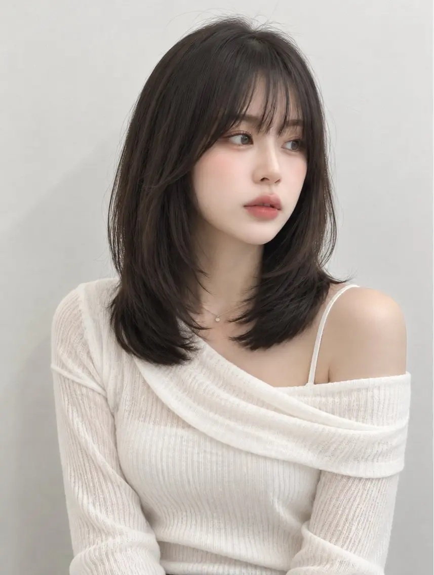 ミディアム 韓国風ヘア レイヤーカット トリートメント 【無料】ミディアム/ レイヤー/COAのヘアスタイル