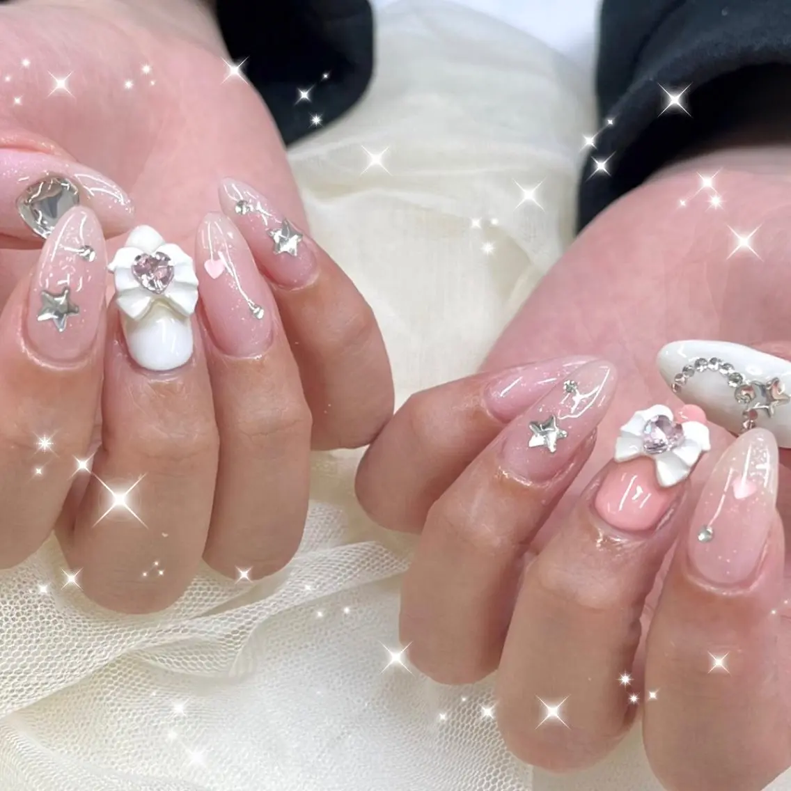 ネイル ハート リボン 池袋痛ネイル Nok. 渡辺のネイルデザイン